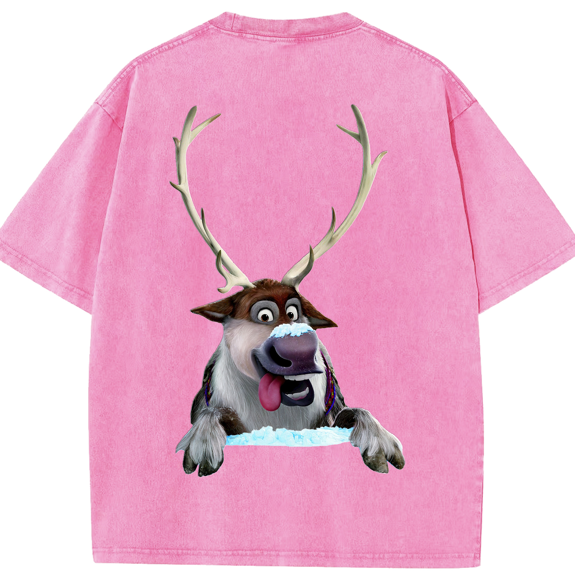 （画像用） アナと雪の女王 アンナ エルサ Frozen Anna Elsa 綿100% ヴィンテージ風 半袖Tシャツ（背面プリント）